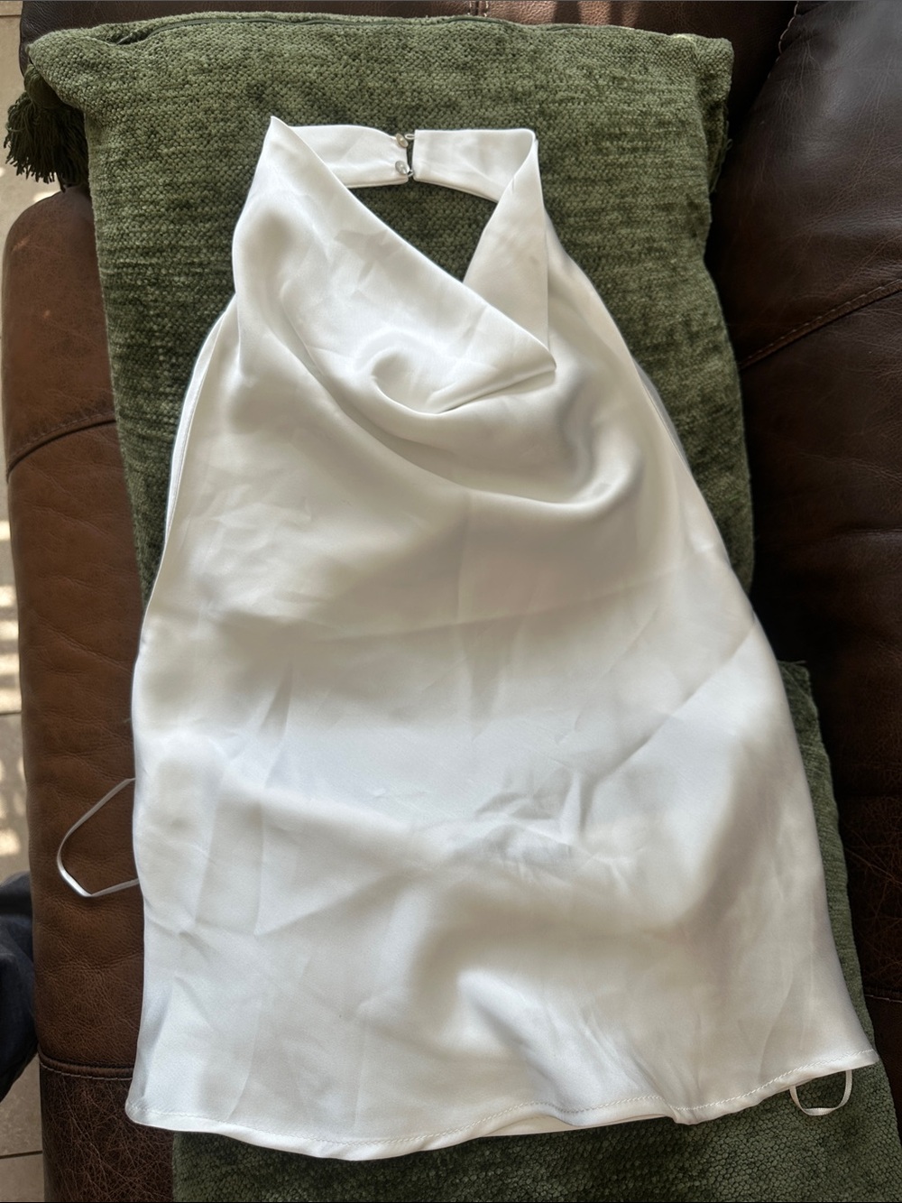 Zara White Satin Halter Neck Top